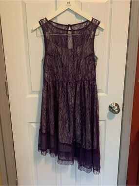 Ryu Purple Lace Midi Dress